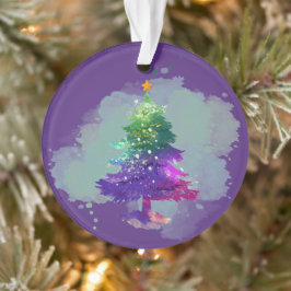 Ornamento Árvore de Natal Pinheiro Colorida Aquarela Moderna