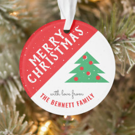 Ornamento Árvore de Natal Vermelha e Verde Moderna Festa Fam