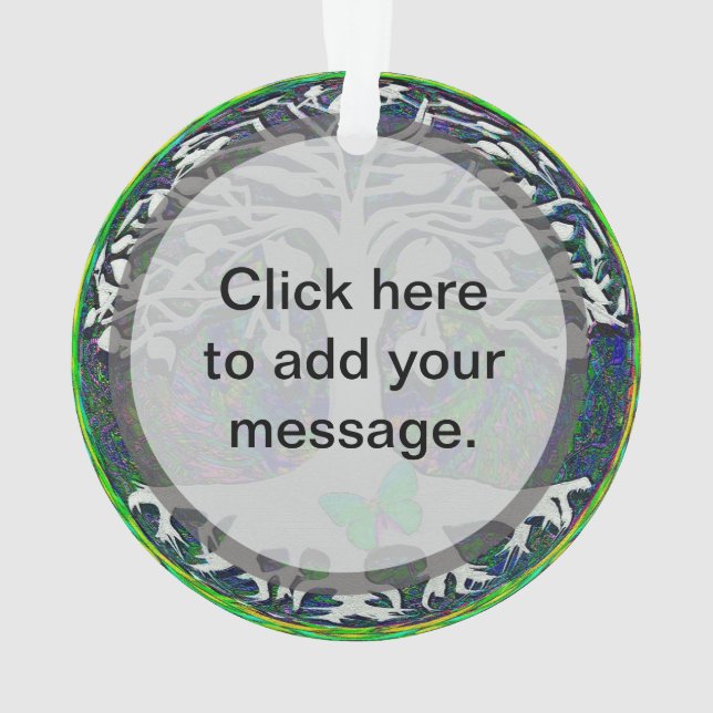 Ornamento Árvore de vida com cores brancas e verdes (Verso)