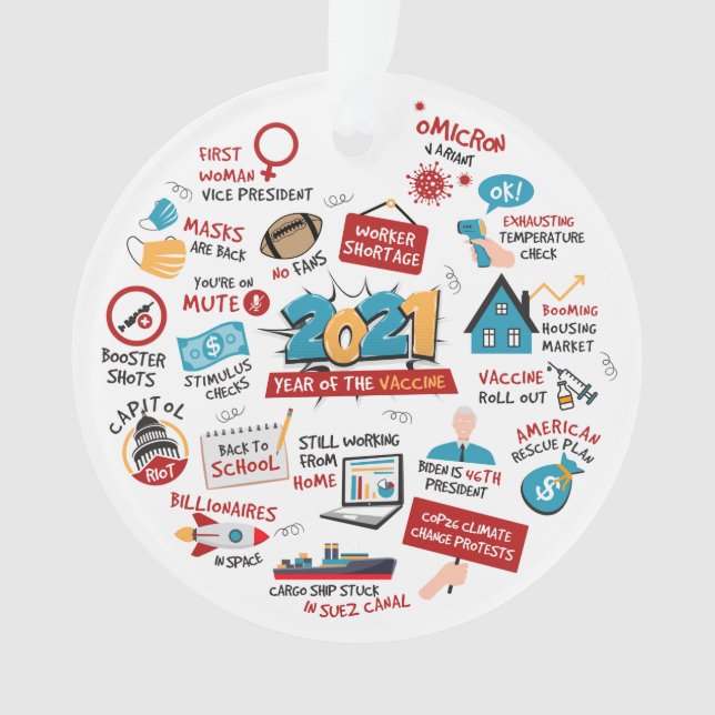Ornamento Árvore do Ano da Vacina Pandêmica de Natal 2021 (Frente)