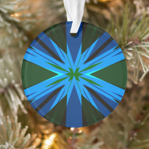 Ornamento Árvore Festiva de Inverno de Estrela Verde Azul