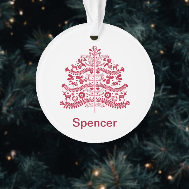 Ornamento Árvore Nórdica de Natal da Red Scandinavian (Criador carregado)