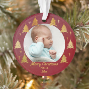 Ornamento Árvores de Natal Vermelhas e Douradas Foto
