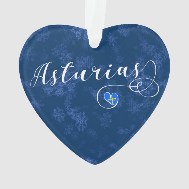 Ornamento Astúrias Flag Heart, Asturies, Espanha (Verso)