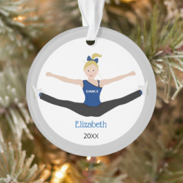 Ornamento Atleta Loira Da Equipe De Drill Em Azul E Preto