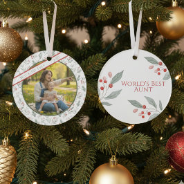Ornamento Aunt Photo Christmas Ornament - "Best Aunt Ever"