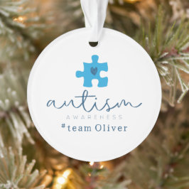 Ornamento autism awareness blue puzzle piece #team name 