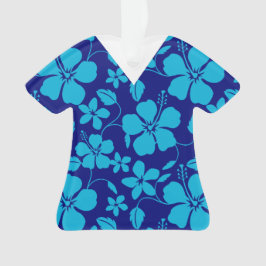 ORNAMENTO AVENTAL HULA HAVAIANO (HIBISCO) AZUL ESCURO/CLARO