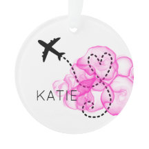 Avião Voando Amor Coração Cor-de-Rosa NOMEADAMENTE