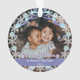 Ornamento Avó do primeiro Natal Flocos de Neve Fios de Fita