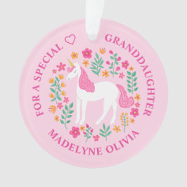 Ornamento Avô - Flores Unicóridas, Cor-de-rosa