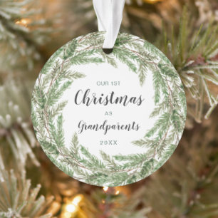 Ornamento Avós Primeiro Natal Pine Wreath Foto