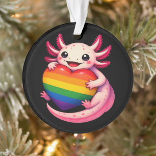 Ornamento Axolotl Coração Arco-íris Orgulho Anfíbio
