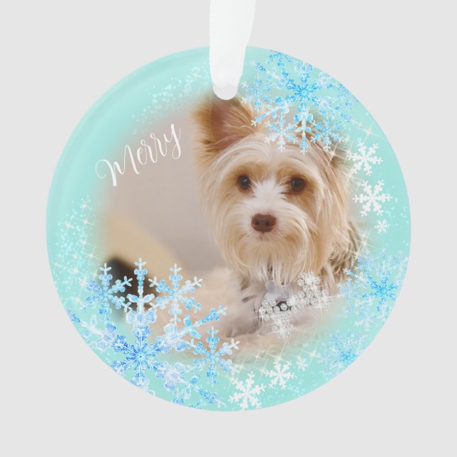 Ornamento Azul de Natal Pet Dog (Frente)