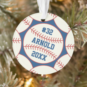 Ornamento Azul de Padrão de Baseball Personalizad