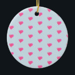 Ornamento azul do fundo dos corações cor-de-rosa<br><div class="desc">Decoração cor-de-rosa dos namorados dos corações - ornamento</div>