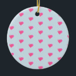 Ornamento azul do fundo dos corações cor-de-rosa<br><div class="desc">Decoração cor-de-rosa dos namorados dos corações - ornamento</div>