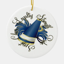 Ornamento azul e Dourado do elogio das qualidades