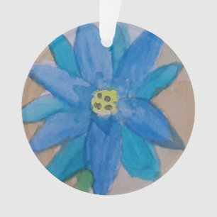 Ornamento Azul-Flor-Acrílico