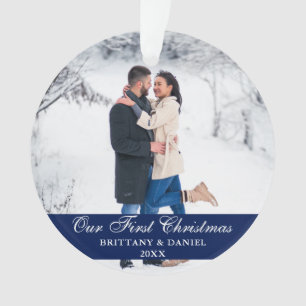 Ornamento Azul Nossa Primeira Foto De Casal De Natal
