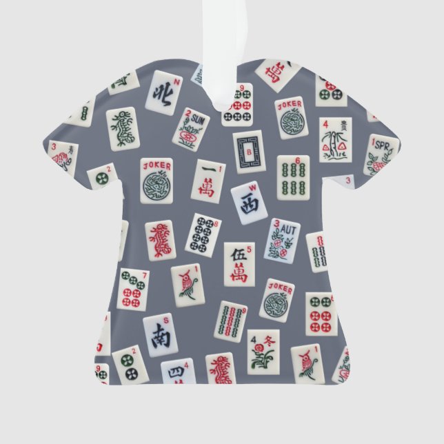 Ornamento Azulejo de fotografia MahJong em azul escuro (Frente)