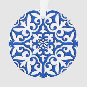 Ornamento Azulejo marroquino - azul de cobalto e branco