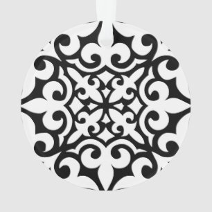 Ornamento Azulejo marroquino - branco com fundo preto