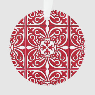 Ornamento Azulejo marroquino - obscuridade - vermelho e