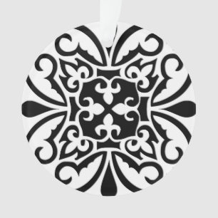 Ornamento Azulejo marroquino - preto com fundo branco
