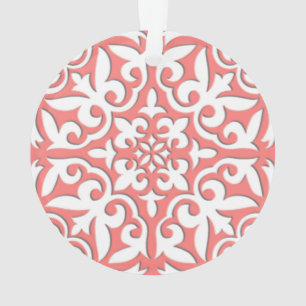 Ornamento Azulejo marroquino - rosa coral e branco