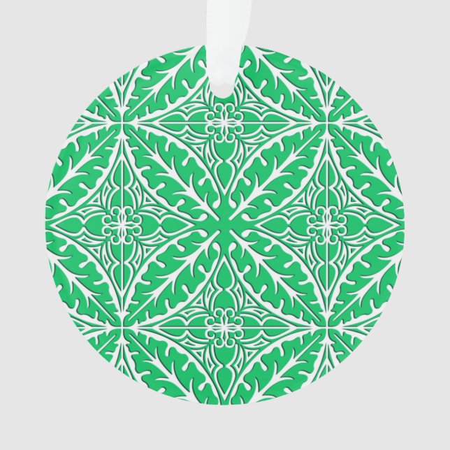 Ornamento Azulejos marroquinos - jade verde e branco (Frente)