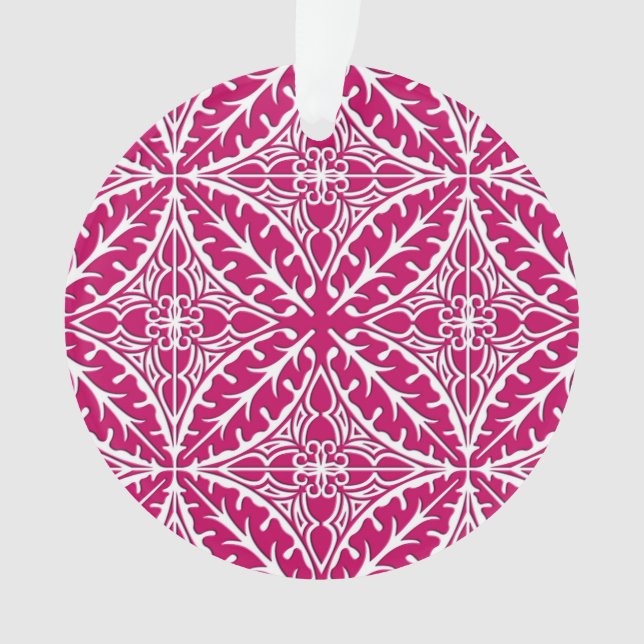 Ornamento Azulejos marroquinos - magenta e branco (Frente)
