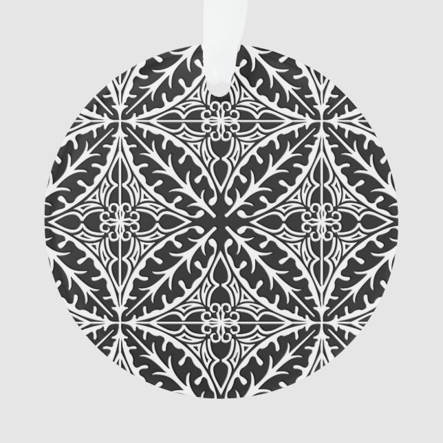Ornamento Azulejos marroquinos - preto e branco (Frente)