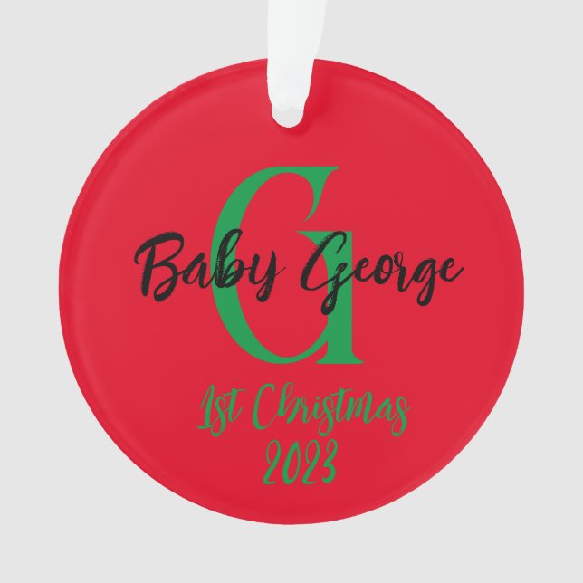 Ornamento Baby 1rua Ornament unisex monograma (Frente)