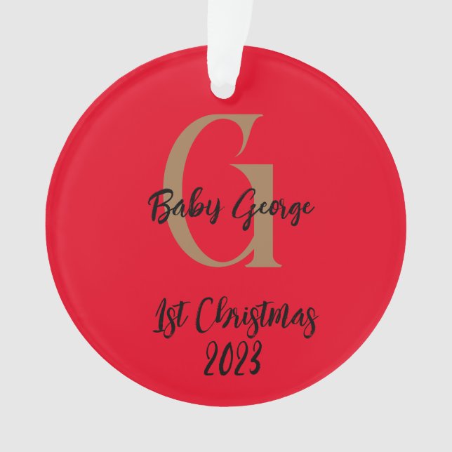 Ornamento Baby 1rua Ornament unisex monograma (Frente)