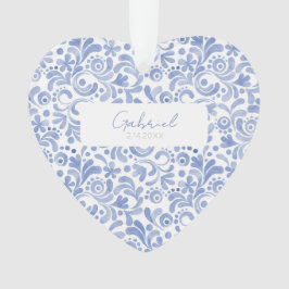 Ornamento Baby Blue Watercolor NAME BIRTHDATE Sweet Heart