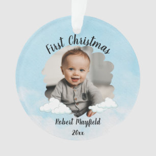 Ornamento Baby Boy Primeiro Natal Com Foto Personalizada