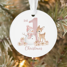 Ornamento Baby Girl First Christmas Snowman Deer