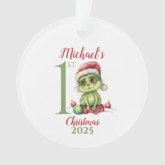 Ornamento Baby’s First Christmas Ornament with Cute Grinch