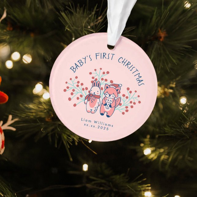 Ornamento Baby’s First Christmas Woodland Friends  (Criador carregado)