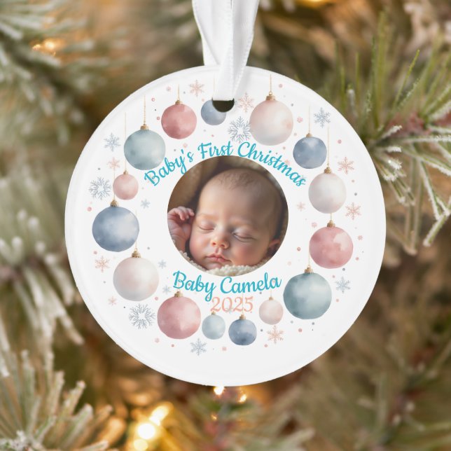 Ornamento Baby's First Christmas 2025 Personalized Photo  (Árvore)