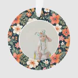 Ornamento Baby's First Christmas Ornament Photo Floral
