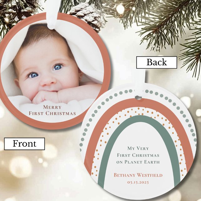Ornamento Baby's First Christmas Photo Keepsake Ornament (Baby's First Christmas Photo Keepsake Round Acrylic Ornament)
