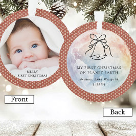 Ornamento Baby's First Christmas Terracotta Photo Keepsake