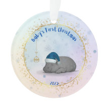 Baby's First ChristmPygmy Hippo Christmas Ornament