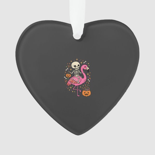 Ornamento Balde de Doces de Esqueleto de Flamingo de Hallowe (Frente)