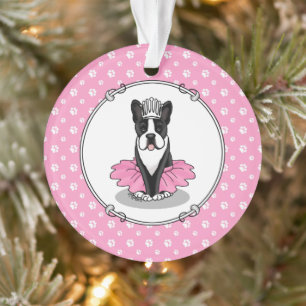 Ornamento Ballerina Balé Princesa Boston Terrier (preto)