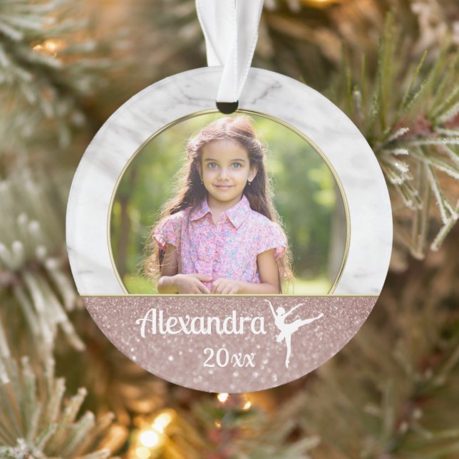 Ornamento Ballerina Balé Raparigas Elegante Rosa Dança Brilh (Árvore)