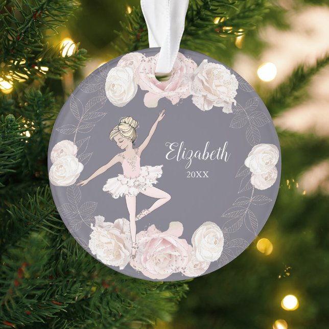 Ornamento Ballerina Blona, cor-de-rosa, personalizada (Criador carregado)