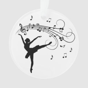 Ornamento Ballerina Dançando com Notas de Música
